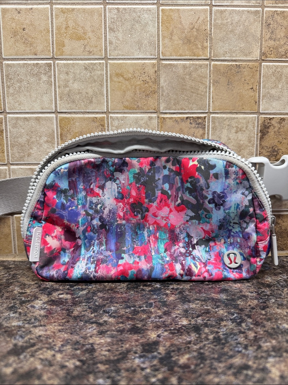 lululemon athletica Floral Print Crossbody Pouch in Pink, Purple, Blue